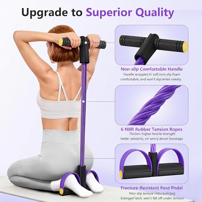 Upgraded Pedal Resistance Band with Handle, Soft Durable Fashion Puller Exercise with Thickened 6 Tension Ropes, Tube Pedal Resistance Device for Abdomen, Waist, Arm, Leg, Core/ABS