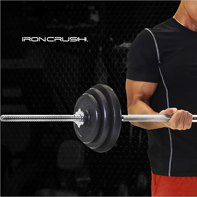 Standard 1 inch Cast Iron Weight plates - Superior Hammertone Finish, Wider Range 1.25-50 lbs Weights. Ideal for Dumbbell Handles, 1in Barbells, Adjustable Kettlebell Handles - Sold in Pairs