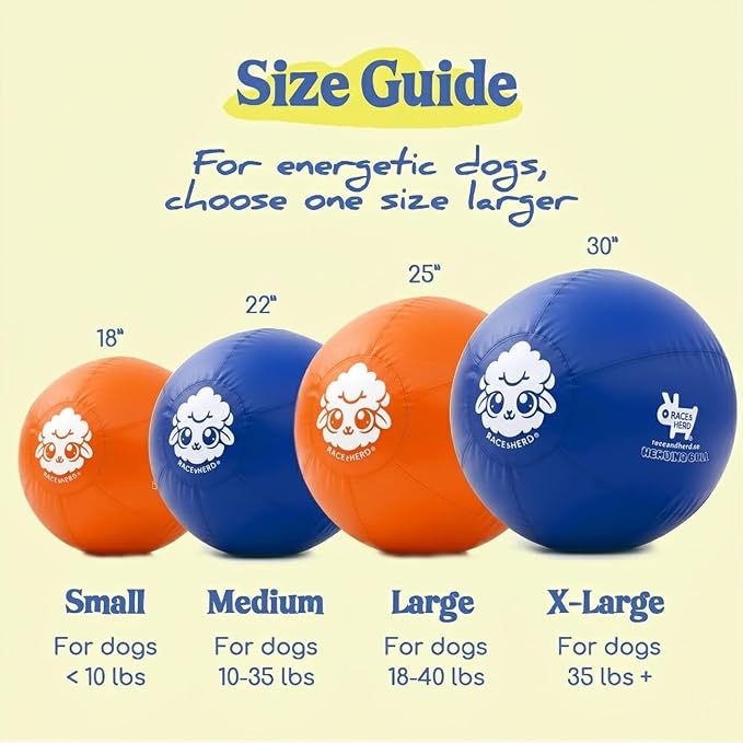 Race&Herd 18" Herding Ball for Dogs — Balls for Dog Toys (Tangerine) | Small Herding Ball for Mini Australian Shepherd, Border Collie, Corgi & Frenchie, Instinct-Driven Outdoor Exercise