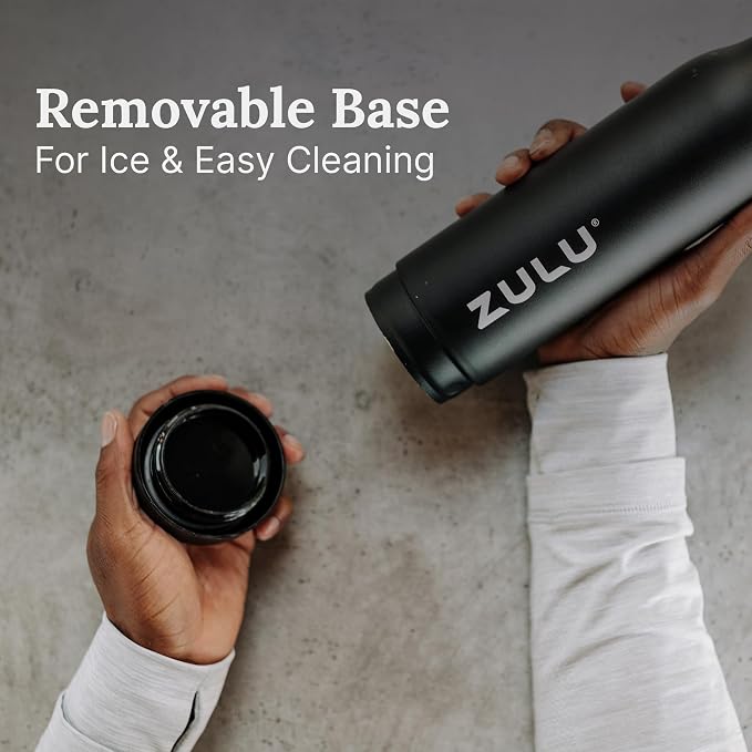 ZULU Ace 24oz Insulated Stainless Steel Water Bottle, Chug Spout, Ice Blue | Leakproof water bottle keeps drinks cold for hours. BPA-free, locking lid, sip or chug, perfect for gym, travel, and school.