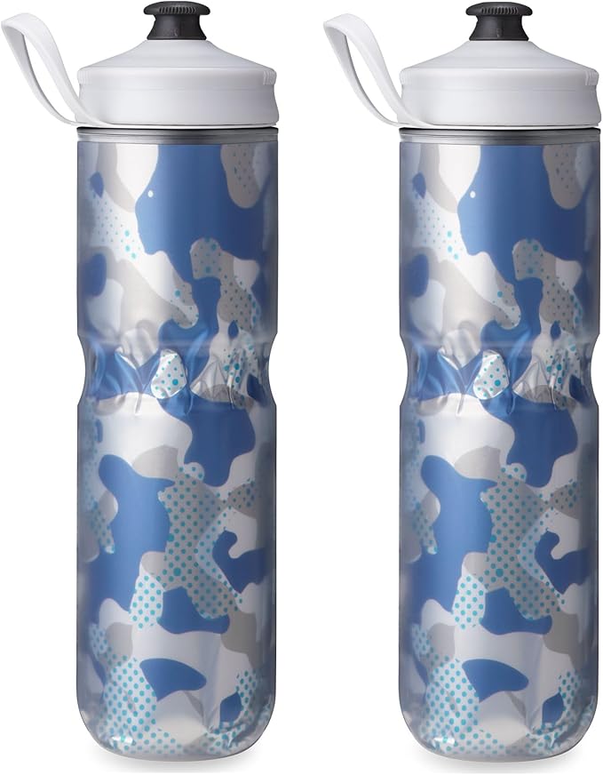HydraPak Polar Sport Insulated Water Bottle 2-Pack (24oz, Contender Blue) | High Flow, BPA Free, Tri-Layer Insulation, Leakproof, Dash Handle, Easy Squeeze, Self-Sealing Cap, for Sports