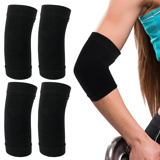 Ptwola Elbow Compression Sleeve Nylon Comfort Tennis Elbow Support Brace Breathable Fitness Sports Arm Joint Protection for Women Men Workouts Tendonitis Tennis Volleyball Golf (Black)(2)