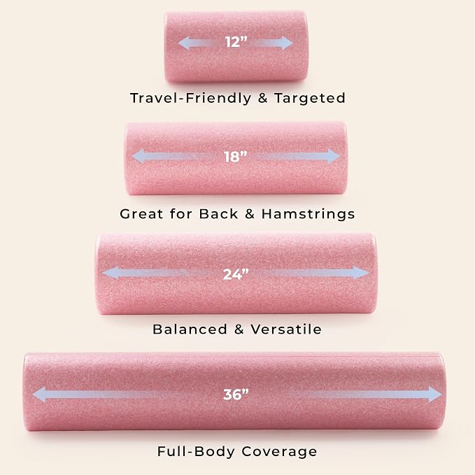 Sunny Health & Fitness 12" Pink High-Density Yoga Foam Roller | Muscle Relief, Physical Therapy, Post-Workout Recovery, Improved Flexibility, Home, Gym, Rehab Use, Full-Body Use