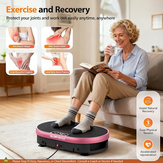 Vibration Plate Exercise Machine for Body Shaker Machine & Weight Loss, Shake Plate with Resistance Bands, 120 Speed Levels, Remote Control, Full Body Workout, Compact Home Gym Equipment