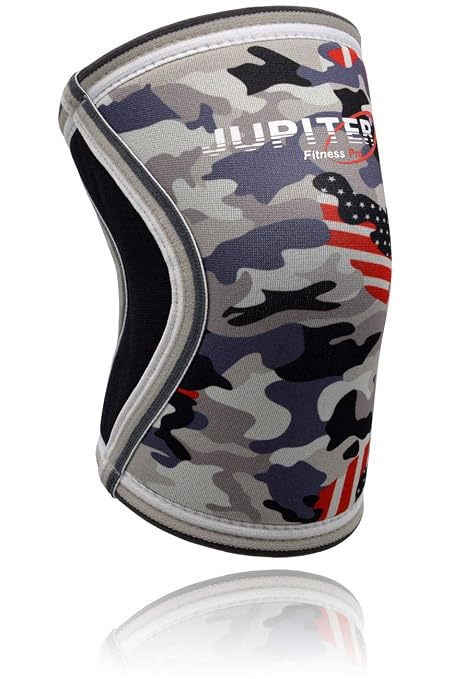 Jupiter Elbow Sleeves (1 Pair) Support & Compression for Weightlifting, Powerlifting, Tennis, Basketball - 5mm Neoprene Sleeve Perfect for Both Men & Women (X-Large, Grey Camo+)