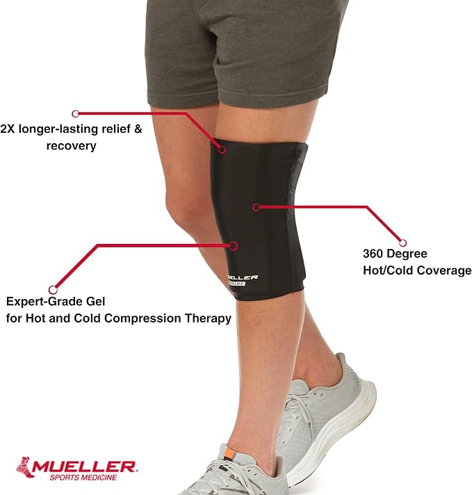 MUELLER Sports Medicine EZ Relief Compression Sleeve for Men and Women, Pain Relief Support, Reduces Swelling on Knees, Elbows, Wrists, Ankles, and More, Fits Right or Left, Black, One Size