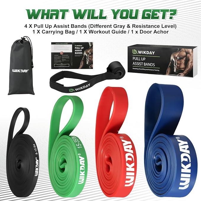 WIKDAY Resistance Bands for Working Out, Exercise Bands, Workout Bands, Pull Up Assistance Bands for Body Stretching Training Physical Therapy Muscle Training for Men & Women