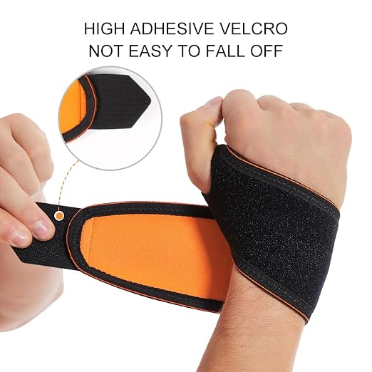 2 Pack Compression Wrist Support Brace, Gym Wrist Wraps for Fitness, Weightlifting, Wrist Straps for Tendonitis, Carpal Tunnel Arthritis, Pain Relief, Adjustable Fit Left or Right Hand