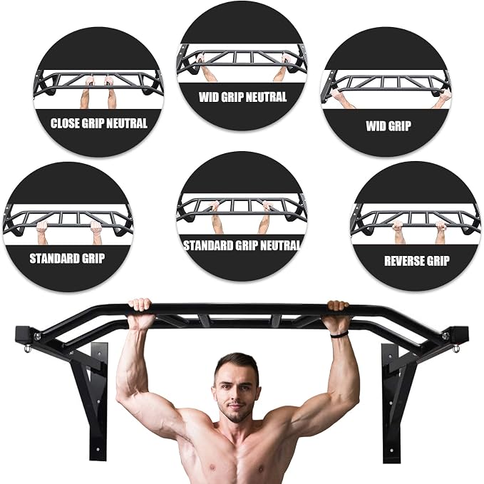Wall Mounted Pull Up Bar Multifunctional Chin Up bar for Home Gym | Heavy Duty Multifunctional,Power Tower Set,Training Equipment Fitness Dip Stand,Supports to 440 Lbs