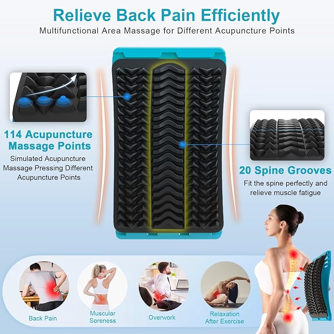 Back Stretcher for Lower Back Pain Relief, Multiple Level Adjustable Arch Lumbar Back Cracker Board, Back Cracking Device, Back Massager for Scoliosis, Spine Decompression Support