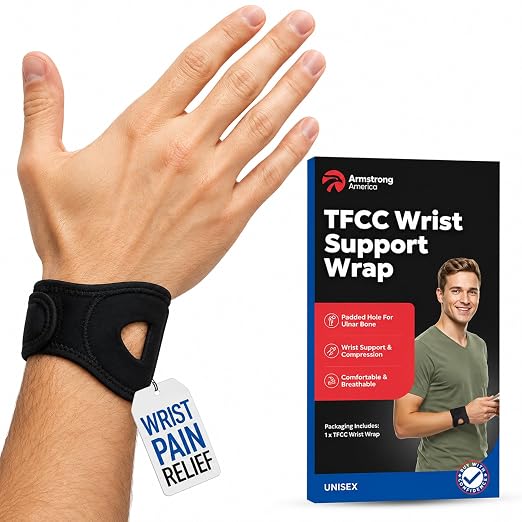 Wrist Wrap Compression Wrist Brace For TFCC Tears | Carpal Tunnel Pain & Tendonitis Relief | Padded Hole For Ulnar | Wrist Support For Working Out | Wrist Wraps for Men Women | Fits Both Wrists (MED)