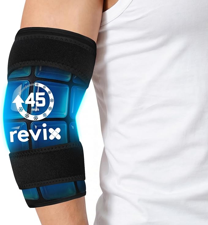 REVIX Elbow Ice Pack Wrap for Tennis Elbow, 45-Min Cold Sleeve | Compression Sleeve for Men & Women, Long-lasting Cold Relief for Golfer's & Tennis Elbow, Muscle Fatigue