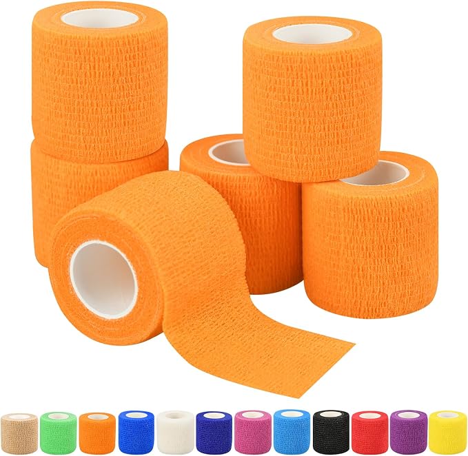 6pcs 2in Self Adhesive Bandage Wraps, 12 Colors, 5 Yard Wraps for Sports