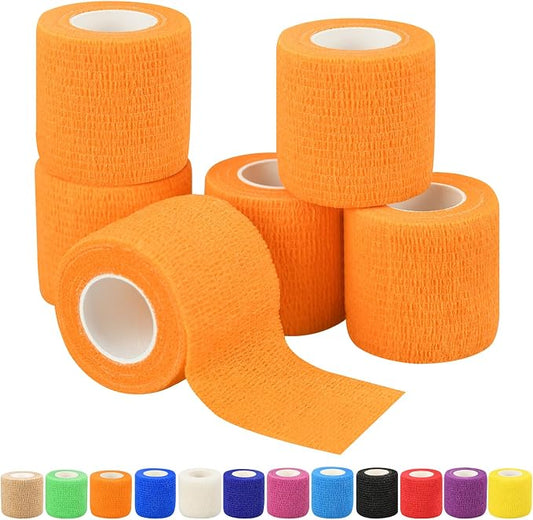 6pcs 2in Self Adhesive Bandage Wraps, 12 Colors, 5 Yard Wraps for Sports