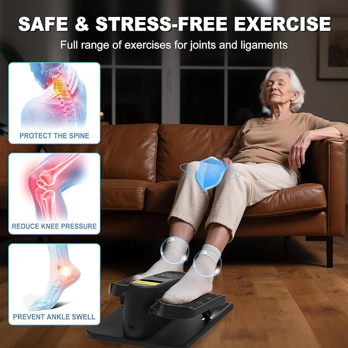 Under Desk Elliptical Machine, Electric Seated Pedal Exerciser,Elliptical Leg Exercisers for Seniors,Mini Ellipse Leg Exerciser with Remoter,12 Adjustable speeds Pedal Exerciser