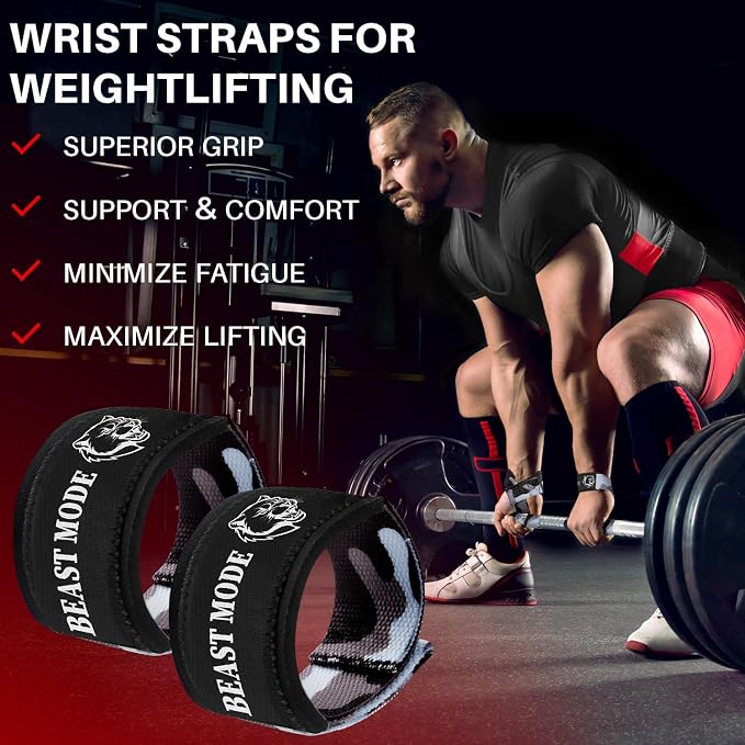 TECEUM Neoprene Padded Cotton Lifting Straps for Weightlifting, 1 Pair