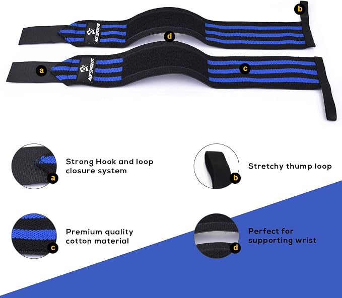 AQF Wrist Wraps for Weightlifting & Powerlifting, 18" USPA Approved (Pair)