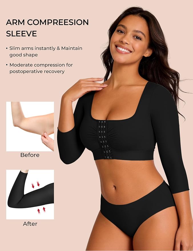 Arm Compression Sleeves for Women Post Surgery Front Closure Bra Slimming Arm Lipo Shapewear Top