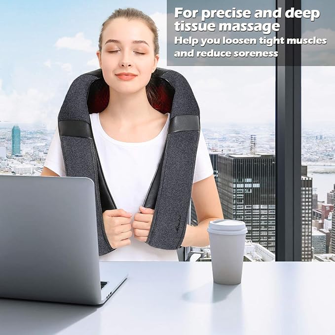 Mirakel Gifts for Women Men, Neck Massager for Pain Relief Deep Tissue, Electric Shiatsu Shoulder & Back Massager with Heat, Christmas Mom Dad Gifts for Wife Husband Her Him Fathers Day (NOT Cordless)