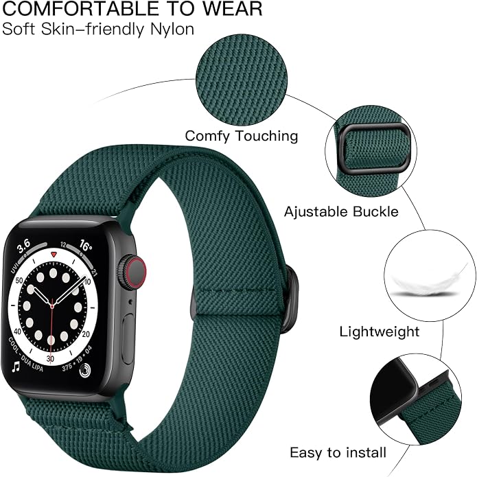 Lerobo Braided Band Compatible with Apple Watch Series 11 10 9 8 7 46mm 45mm 41mm Ultra SE 3 2 1 49mm Series 6 5 4 3 44mm 40mm 38mm 42mm Men iWatch Bands Women Stretchy Nylon Solo Loop Sport Strap