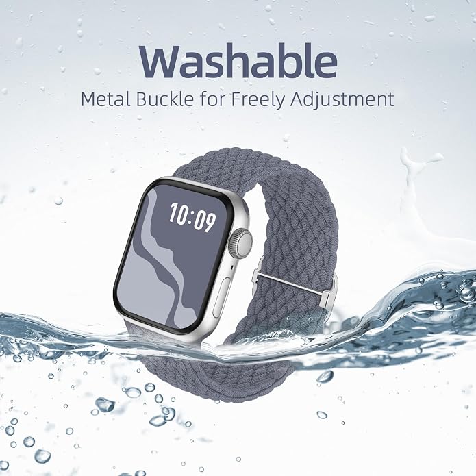 4 Pack Braided Stretchy Bands Compatible with Apple Watch 40mm 41mm 38mm 42mm 44mm 45mm 46mm 49mm Women Men, Breathable Nylon Elastic Daily Use Straps for iWatch Series 11/10 9 8 7 6 5 4 3 SE/Ultra 2