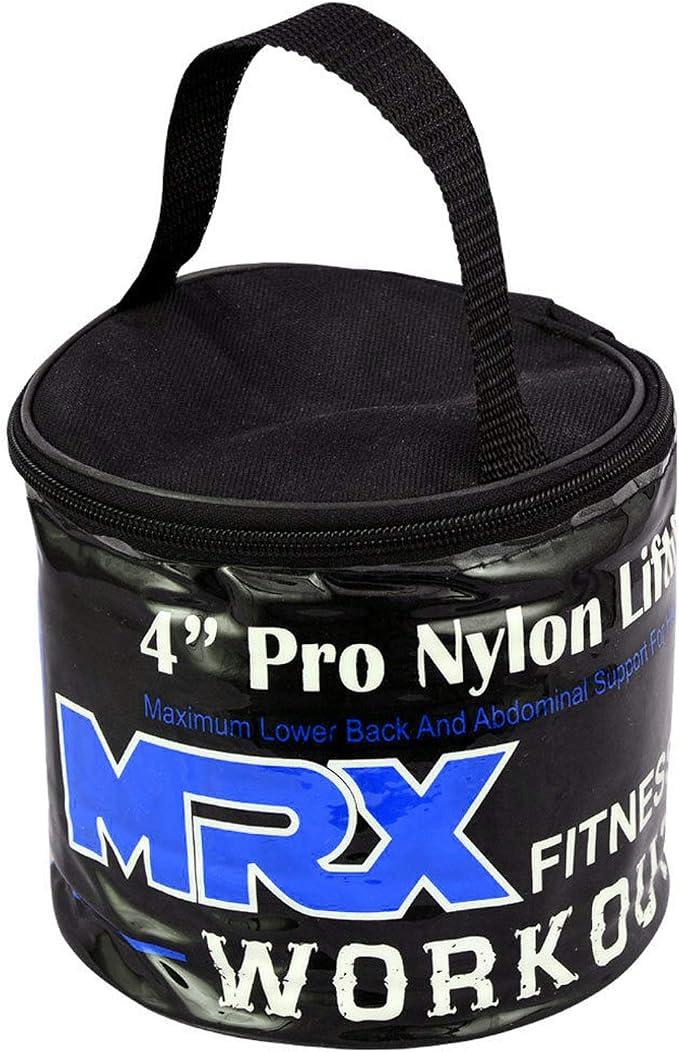 MRX Weight Lifting Belt - 4 Inches Wide 8mm Thick Padded Back Support with Flexible Ultralight Foam Powerlifting Belts Heavy Duty Deadlifts Workout Squats Exercise & Lifting Belt for Men & Women