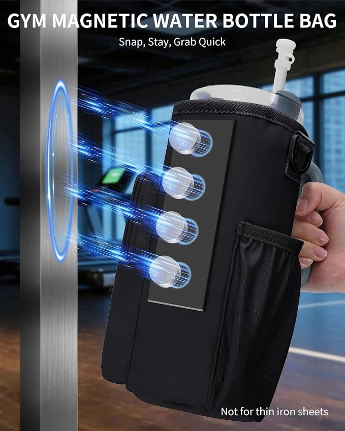 sportsnew 30/40oz Crossbody Water Bottle Holder Anti-Tip Tumbler Carrier | Lightweight Bottle Sling Fits Handled Tumbler w/ Phone Pocket, Adjustable Strap, Insulated Lining, Hands-free for Hiking Gym