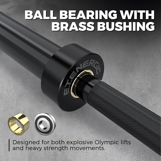 7FT Alloy Steel Olympic Barbell, 700LB 40LB | 30mm knurled grip bar with rotating sleeves, chrome finish, 2-inch plate fit, and 700LB capacity for home gym lifts