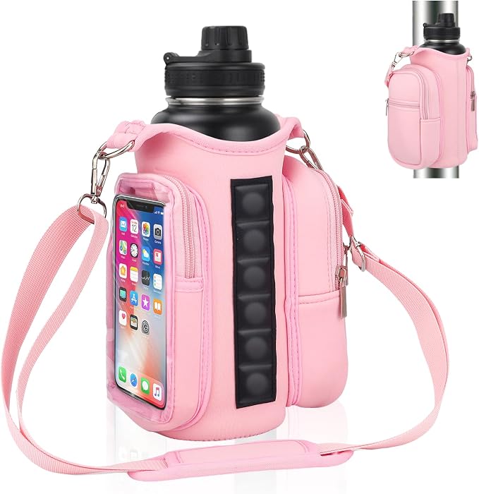 Magnetic Gym Bag Water Bottle Holder with Phone Pockets Shoulder Strap for Men Women