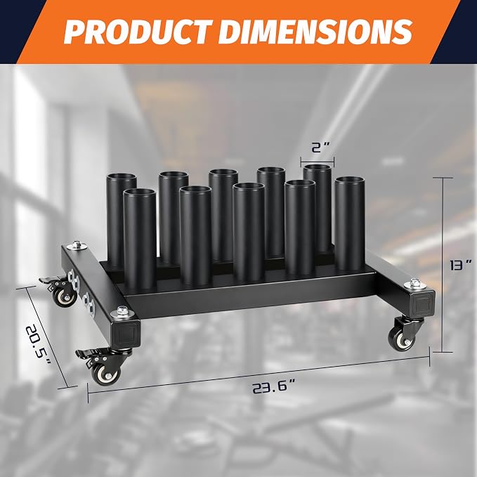 EVERYMATE Vertical Barbell Rack - Heavy-Duty Steel Organizer, Barbell Holder Floor Stand, Fits 2" Olympic Bars with Scratch-Resistant Inserts, Space-Saving for Home/Garage/Commercial Gym