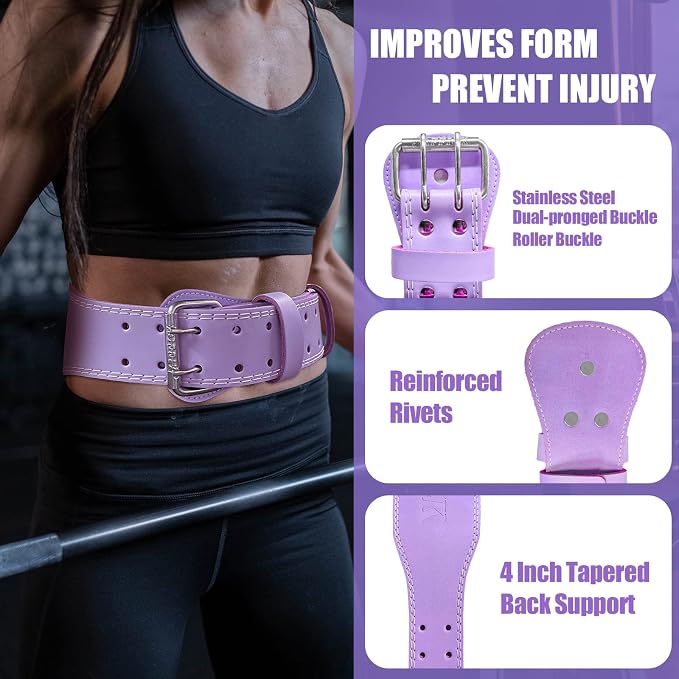 Jaffick Weight Lifting Belt For Ladies Leather Gym Belts Lower Waist Back Support For Women Men Fitness Squat Deadlift Heavy Duty Cross Training Gym Powerlifting Workout