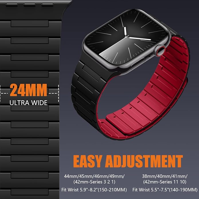 SNBLK Magnetic Watchband Compatible with Apple Watch for Men 44mm 45mm 46mm 49mm 42mm 41mm 40mm 38mm Women, Silicone Sport Strong Magnet Strap for iWatch Series 11 Ultra 3 Ultra 2 Se 10 9 8 7 6 5 4 1
