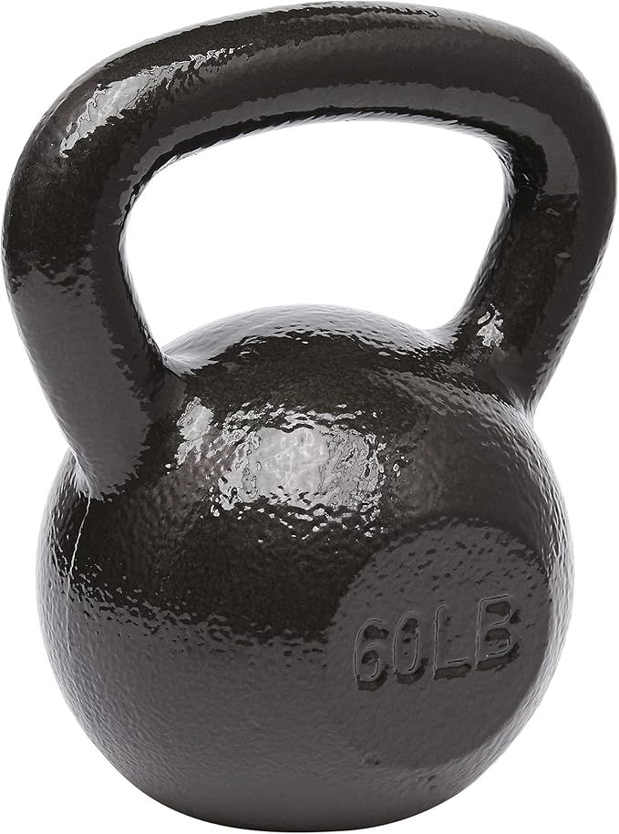 Amazon Basics Cast Iron Kettlebell for Strength Training, Textured Wide Handle, Black