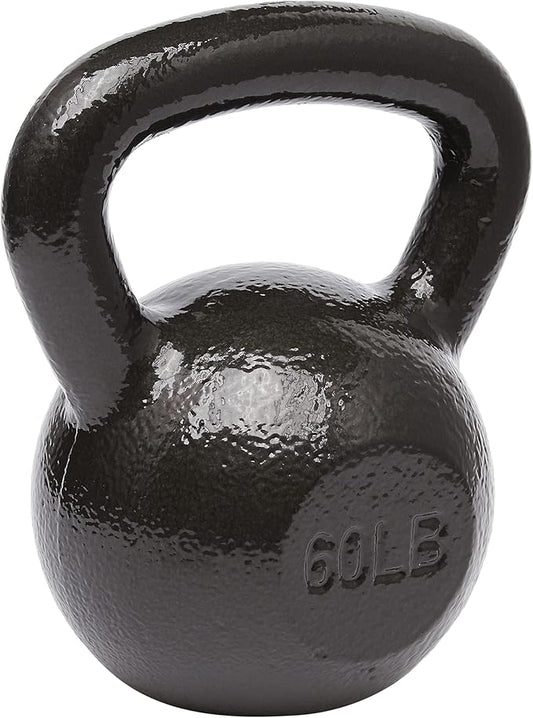 Amazon Basics Cast Iron Kettlebell for Strength Training, Textured Wide Handle, Black