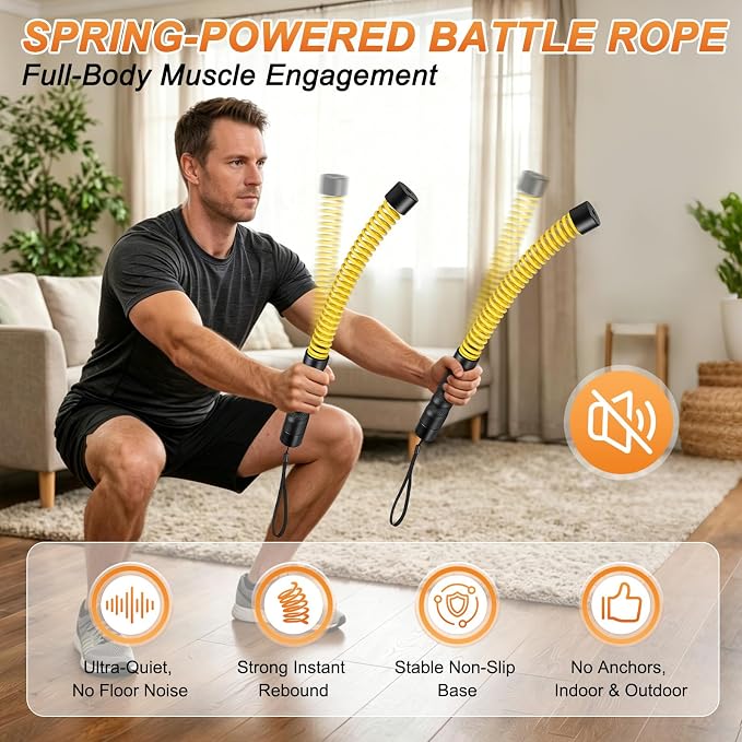 Ropeless Battle Ropes for Home Gym, Weighted Ropeless Battle Adjustable Resistance Levels Ropeless Battle for Strength Training and Full Body Exercise