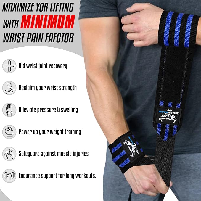 Wrist Wraps for Weightlifting - Adjustable Lifting Straps With Thumb Loop for Enhanced Gym Support, Powerlifting, Bodybuilding and Workout