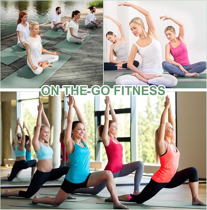 Funtery 3 mm Thin Yoga Mats Bulk, 68 x 24 Inches Lightweight PVC Exercise Mats Non Slip Workout Fitness Pads for Yoga Pilates Stretching Classes Gym Home Studio