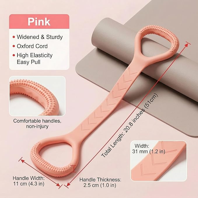 Figure 8 Resistance Bands with Handles, Silicone Exercise Bands for Yoga Pilates Stretching, Portable Home Workout Equipment for Arm Back Shoulder Training, Fitness Band for Women Men