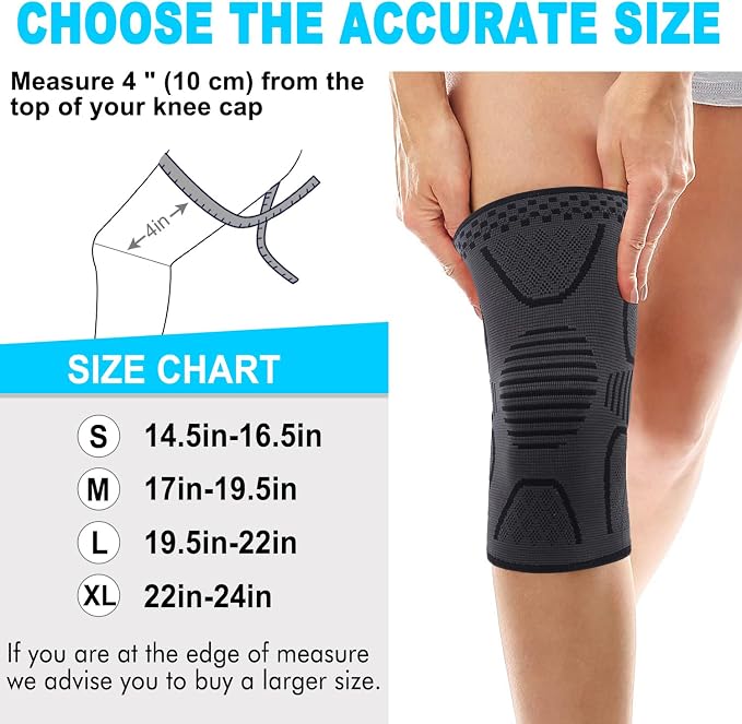 Double Couple 2 Pack Copper Knee Brace Knee Compression Sleeve Support for Men Women Knee Pain Working Out Running Sport Arthritis