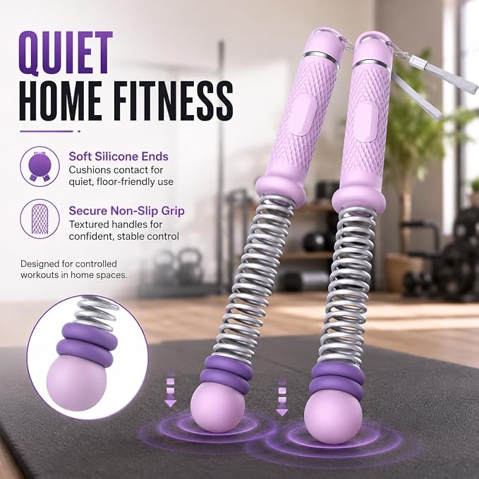 2PCS Weighted Ropeless Battle Ropes for Home Gym, Heavy Duty Arm Exerciser for Strength Training, Portable Battle Rope for Advanced Workouts and Core Muscle Building (Purple)