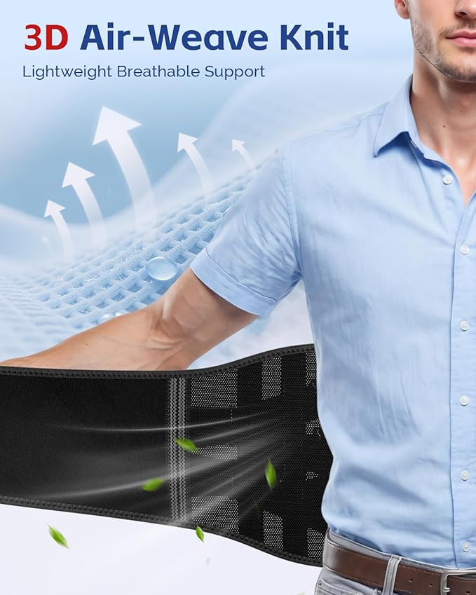 FEATOL Back Brace for Men Lower Back and Women, Removable Dual-Side Spine Lumbar Pad with Snug Fit, Adjustable Support Belt for Work, Gray, Size S 25-29.5"