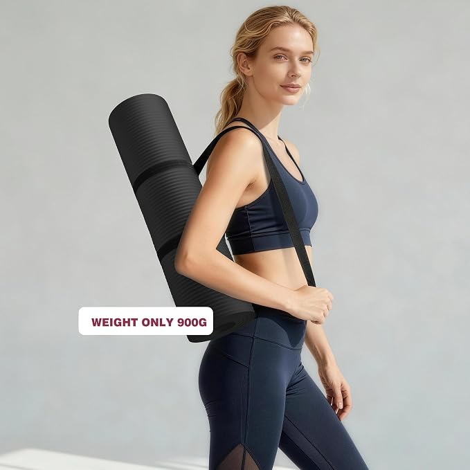 KEEP Extra Thick NBR Yoga Mat for Women & Men, 10mm Thick, 72”x24” Large Exercise Mat with Non-Slip Workout Mat for Yoga, Pilates, Stretching, Meditation – Wide & Cushioned Fitness Mat