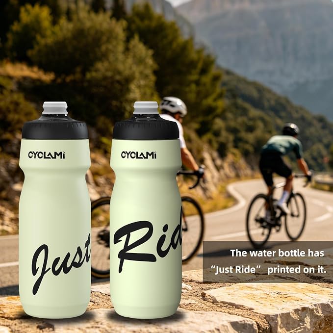 Bike Water Bottle 22oz/650ml Cycling Squeeze Water Bottle BPA Free Leakproof Easy-Squeeze Sports Bottles for Bicycle Gym Camping Hiking Sprout Green