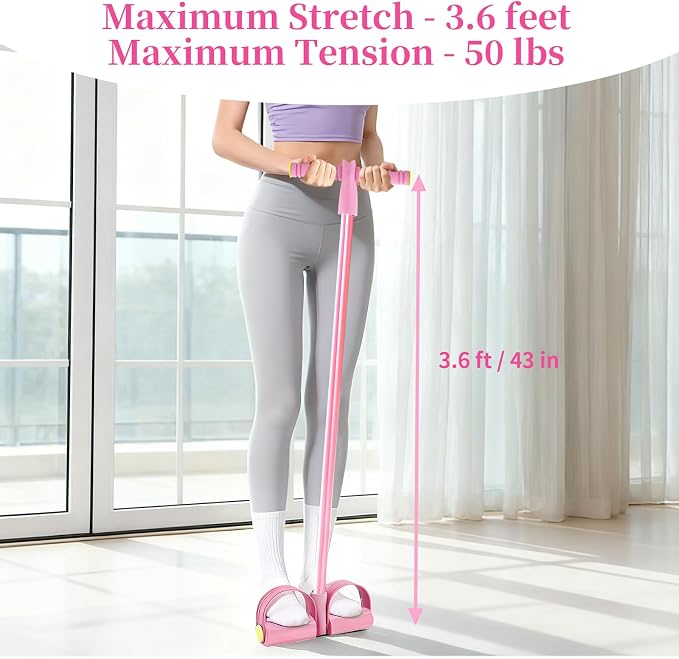 Pedal Resistance Bands with Handles, Upgrade 6-Tubes Elastic Bands for Exercise, Natural Rubber Foot Pedal Resistance Bands, Multifunction Fitness Bands for Abdomen, Waist, Arm, Leg, Pilates