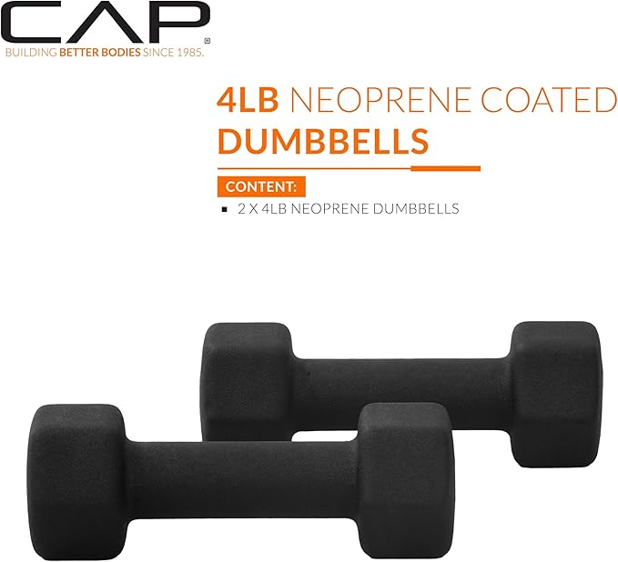 CAP Barbell Neoprene Dumbbell Weights Pairs & Sets | Black