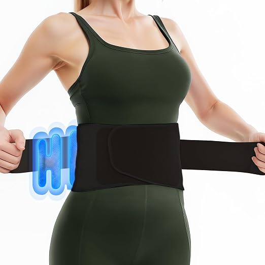Slim Fit Lower Back Brace – Ultra-Thin Ergonomic H-Shaped Resin Support, Seamless Design for Strong & Comfortable Lumbar Support, Lightweight & Discreet Back Brace (Black, Medium)