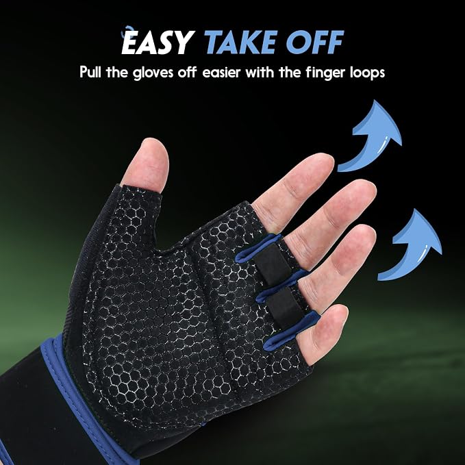 Workout Gloves Gym Gloves Weight Lifting Gloves for Men Women with Full Palm Pad,Strong Wrist Wraps Support,Enhanced Grip,for Fitness,Training,Weightlifting,Exercise