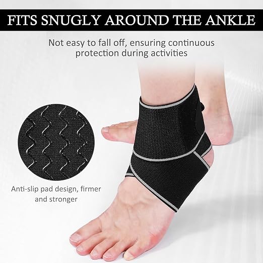KTSAY Ankle Brace for Sprained Ankle, Ankle Support for Women & Men, Adjustable Compression Wrap for Achilles Tendonitis & Plantar Fasciitis Relief (Grey)