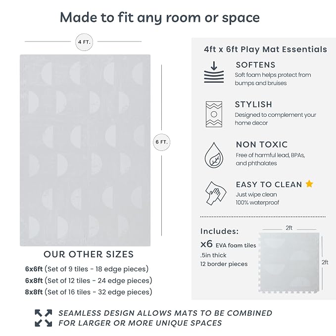 Little Landings Baby Play Mat for Floor - Aura Pearl (4x6ft) - Premium EVA Foam Play Mat for Babies & Toddlers (Ages 0-5+) Non-Toxic Playmat for Tummy Time, Crawling & Playroom - Stylish & Comfortable