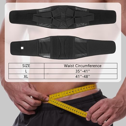 Luwint Lower Back Brace for Pain Relief Support, Lumbar Support Belt with Metal Splint & Adjustable Straps, Breathable Waist Belt for Work Gym Weight Lifting